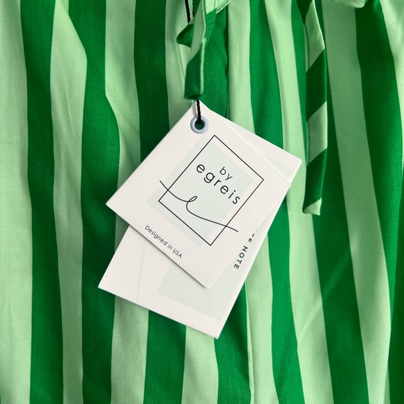 NWT By Egreis green stripe pants - Picture 2 of 7